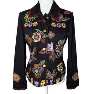 NWOT Berek Black Embroidered and Sequined Cotton Jacket - size 1X